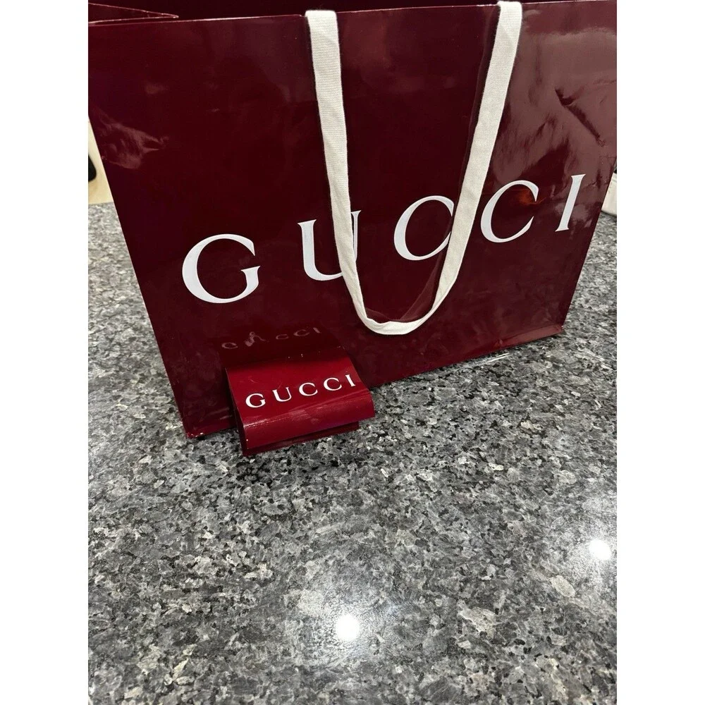 Authentic Gucci Shopping Gift Bag Only Red Burgundy 19